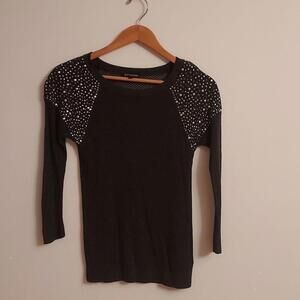 Express open weave and embellished knit sweater